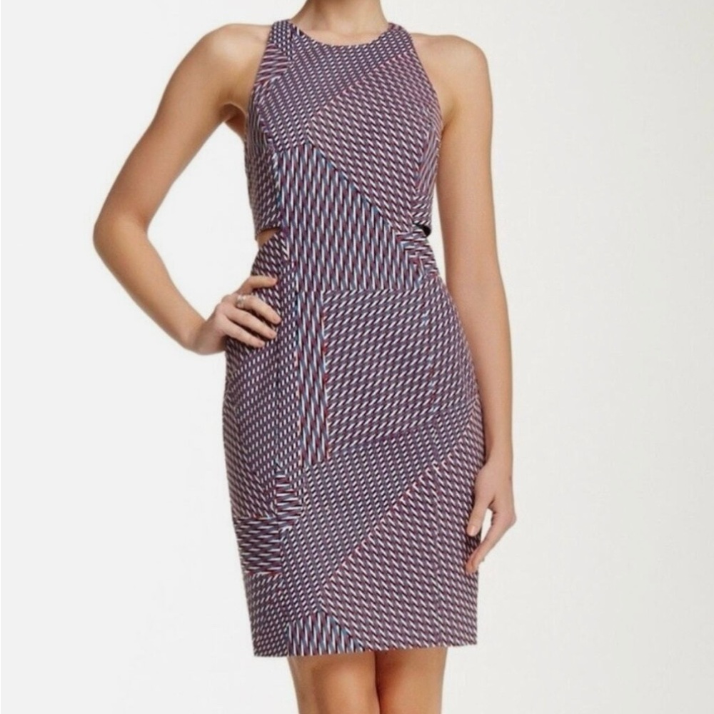 1.STATE Geometric Sheath Dress with Cutouts